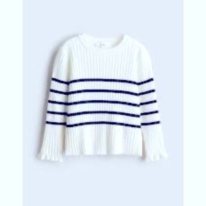 H&M White and Navy Striped Sweater